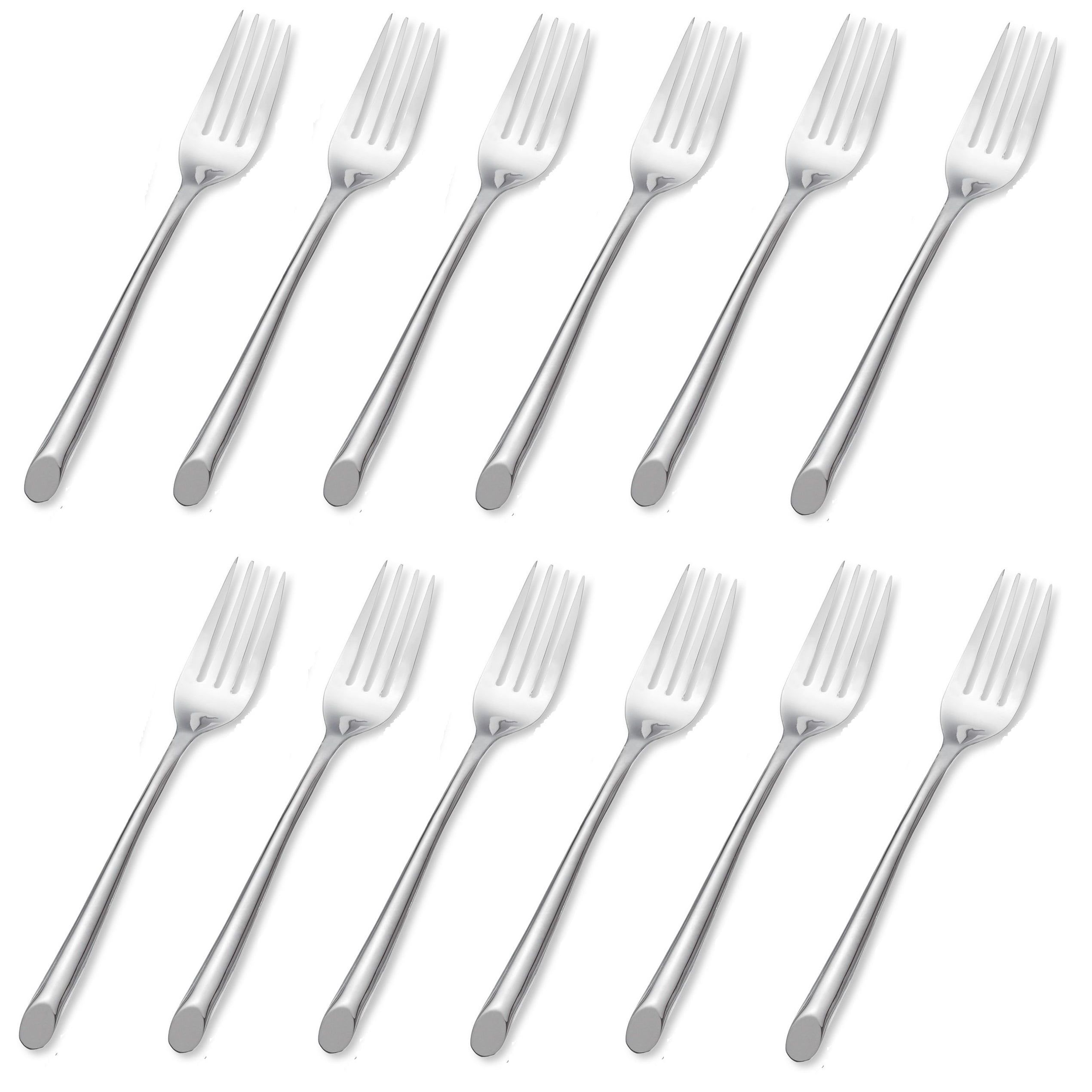 Wave Glossy Stainless Steel Dinner Fork Set of Twelve