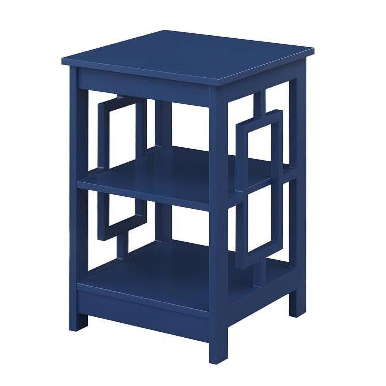 Cobalt Blue Square Wooden End Table with Shelves