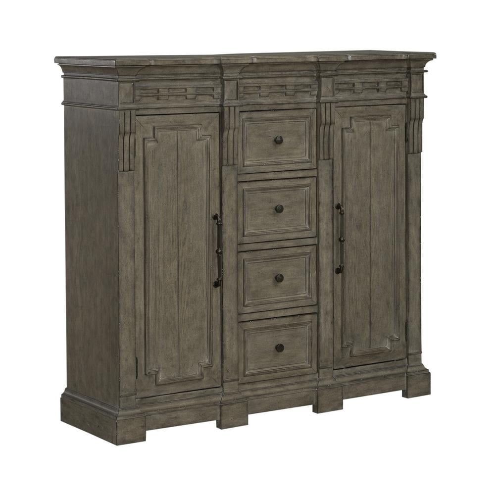 Dusty Taupe Traditional 4-Drawer 2-Door Chesser with Felt Lined Drawer