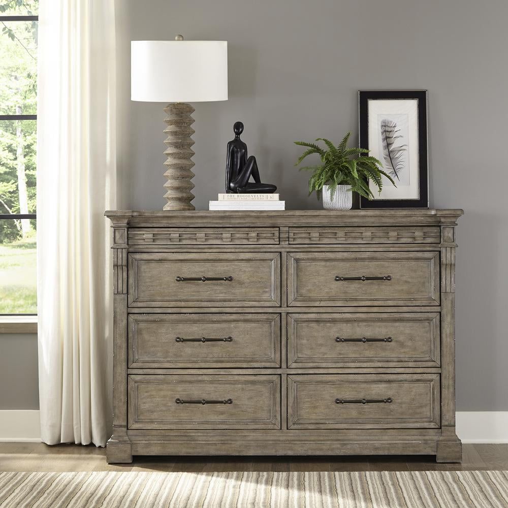 Traditional Double Brown Dresser with Dovetail and Felt Lined Drawers