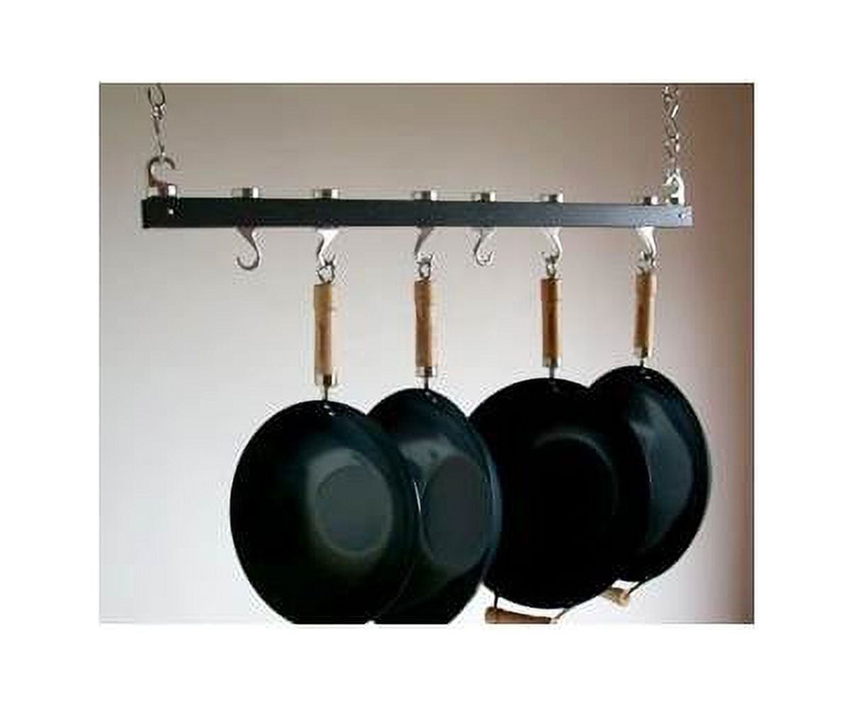 Anthracite Grey Metal Ceiling Pot Rack with Hooks