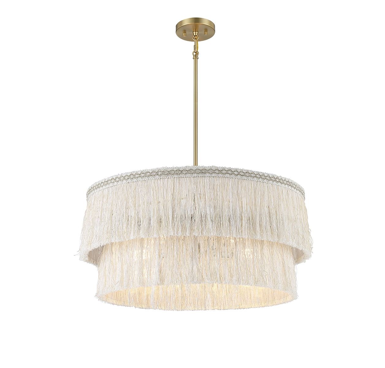 Natural Brass 5-Light Pendant with Frayed Thread Shade