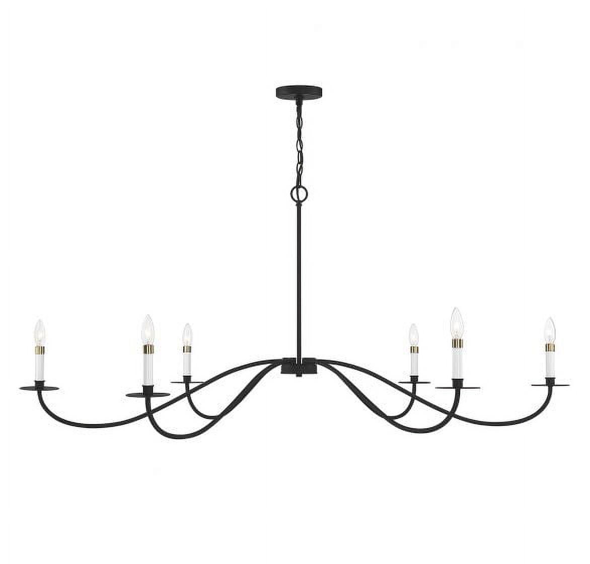 Matte Black 6-Light Chandelier with White Candle Sleeves