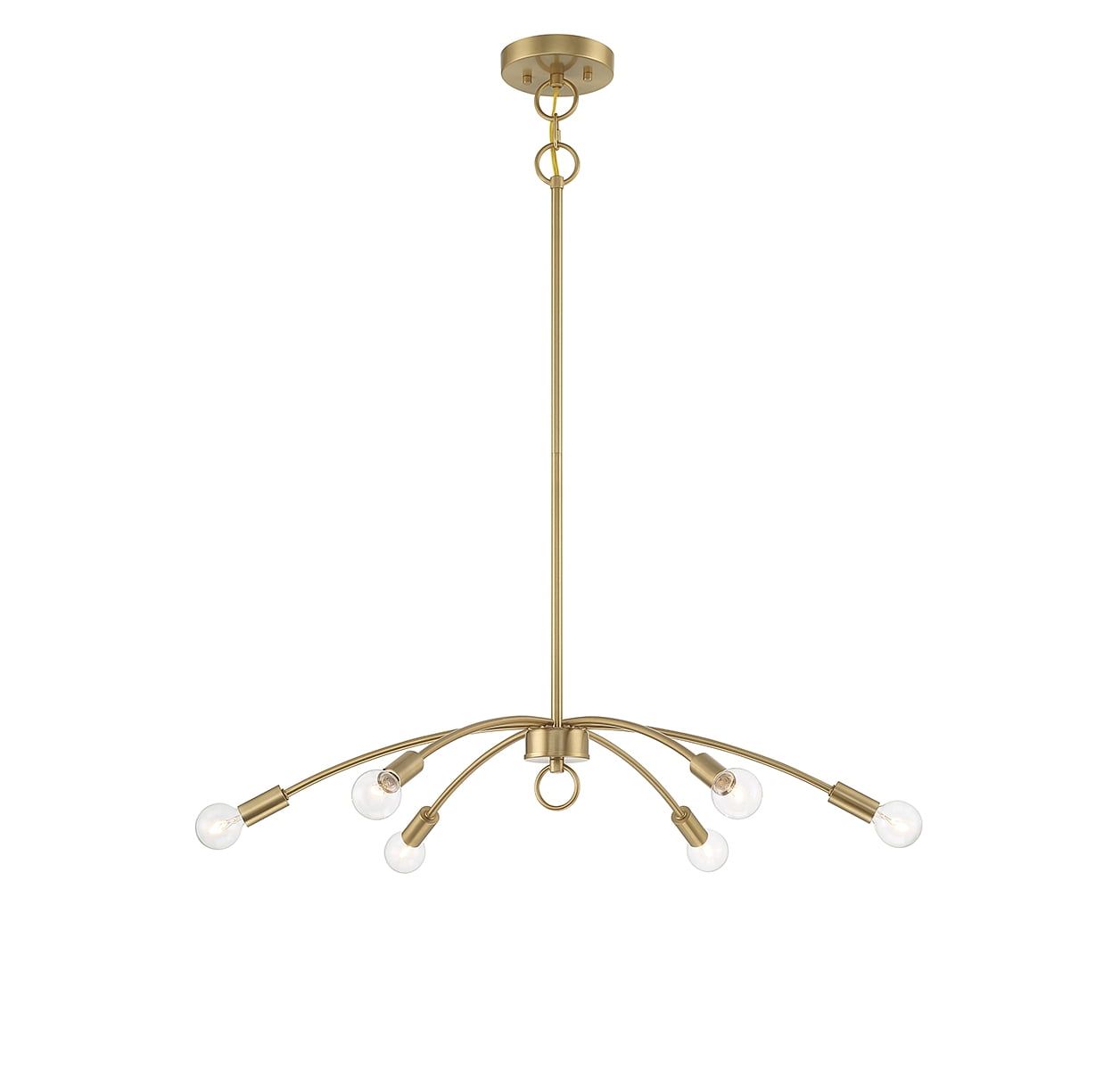 Natural Brass 6-Light Adjustable Chandelier with Loop Details