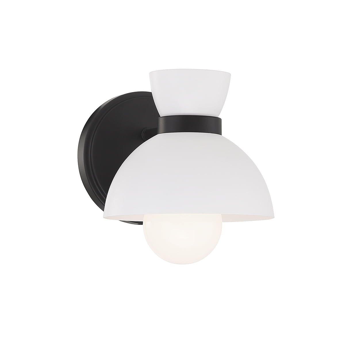 Matte Black and White Metal Dimmable Wall Sconce