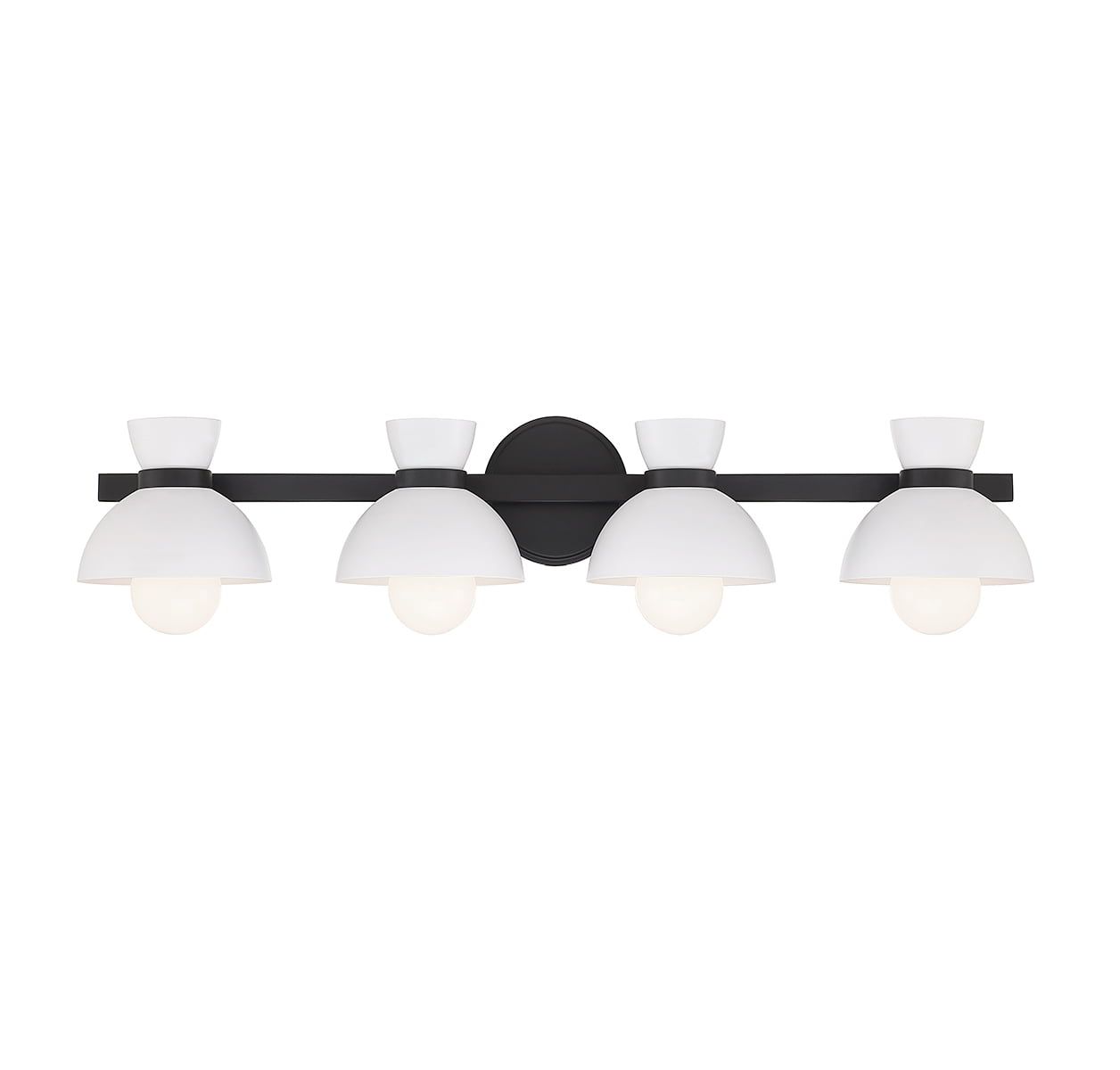 Matte Black and White 4-Light Mid-Century Modern Vanity Light