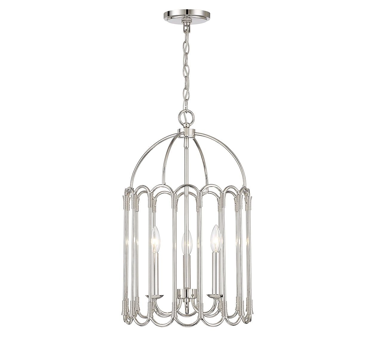 Contemporary Polished Nickel 3-Light Drum Pendant