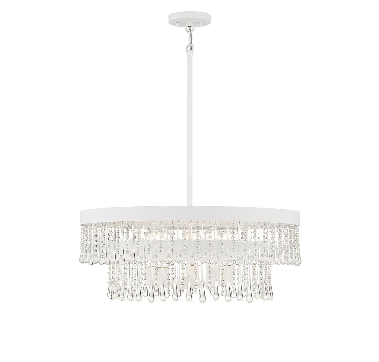 Bisque White 6-Light Crystal Pendant with Polished Nickel Finish