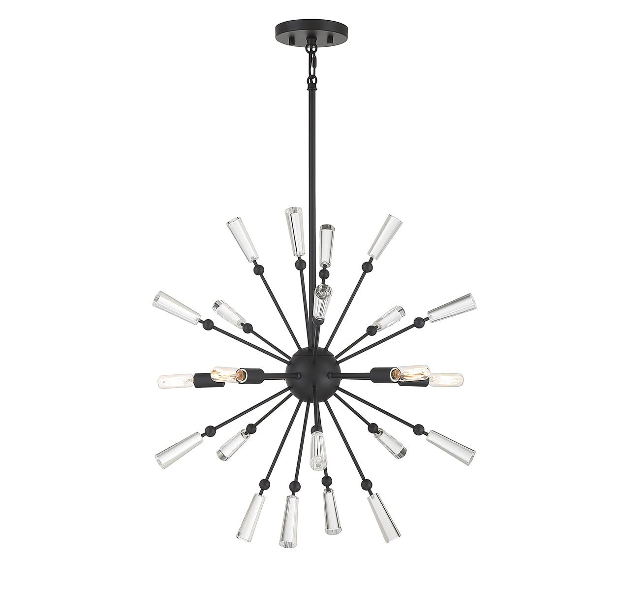 Elaine Matte Black 5-Light Pendant with Clear Crystal Accents