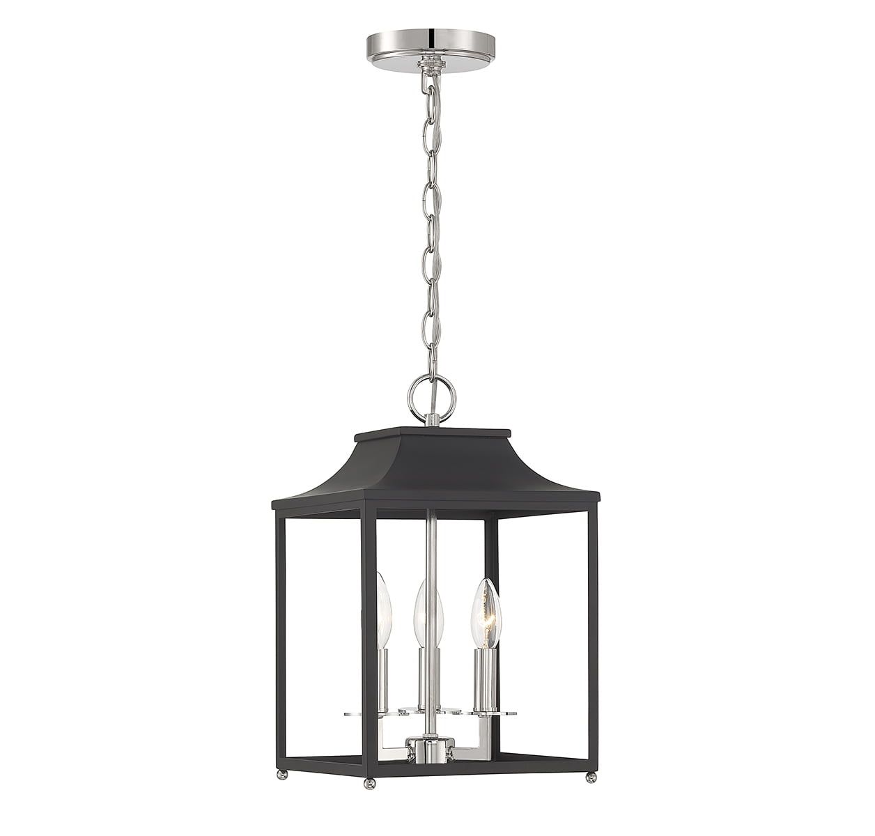 Matte Black and Polished Nickel 3-Light Pendant