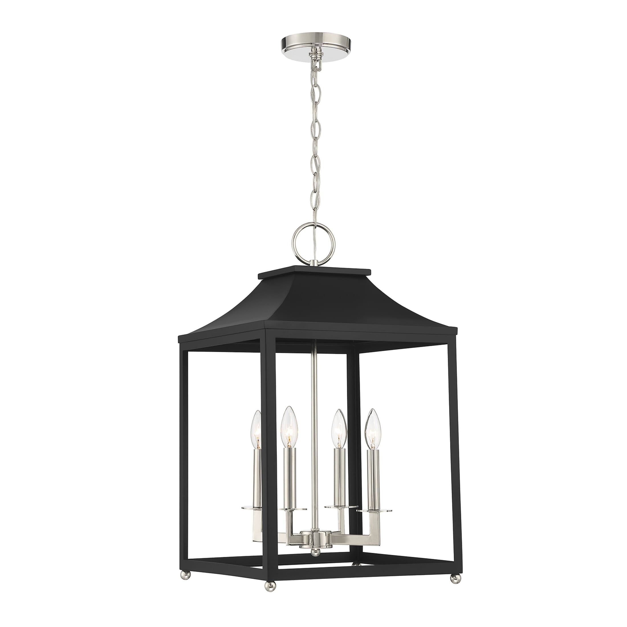 Matte Black and Polished Nickel 4-Light Pendant