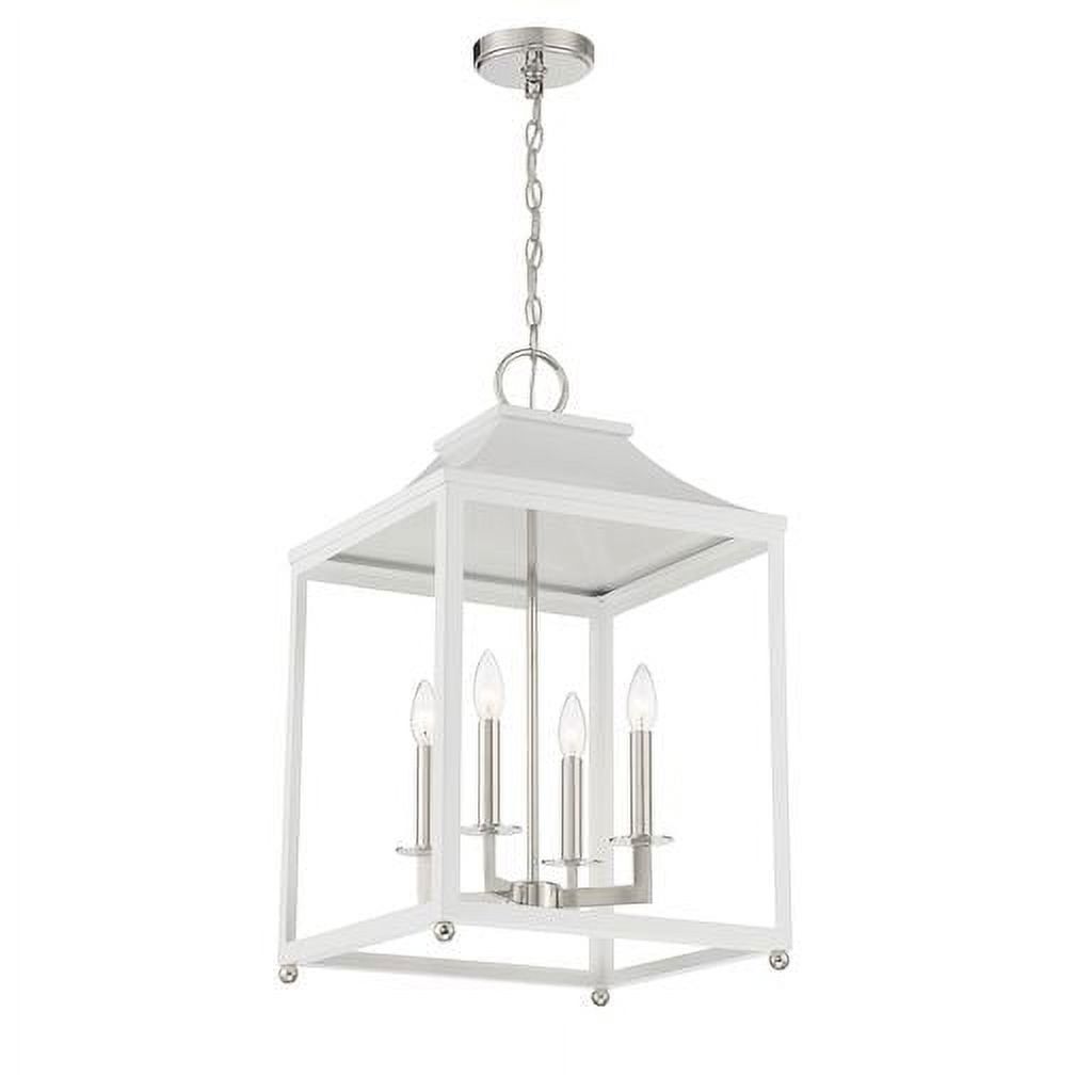 Contemporary 4-Light Pendant in White with Polished Nickel Accents