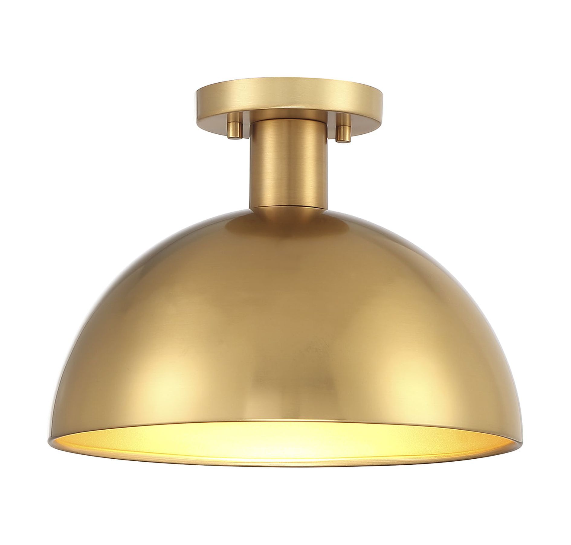 Vintage Brass 1-Light Semi-Flush Mount Ceiling Light