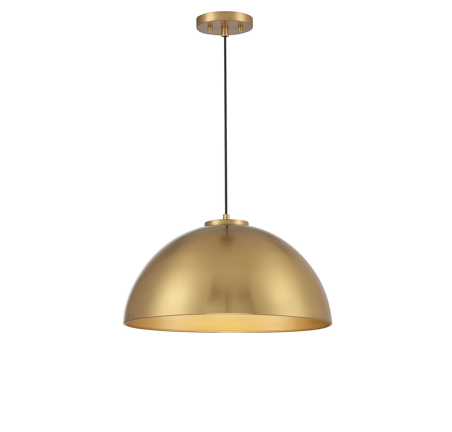 Natural Brass 1-Light Bowl Pendant with Vintage Styling