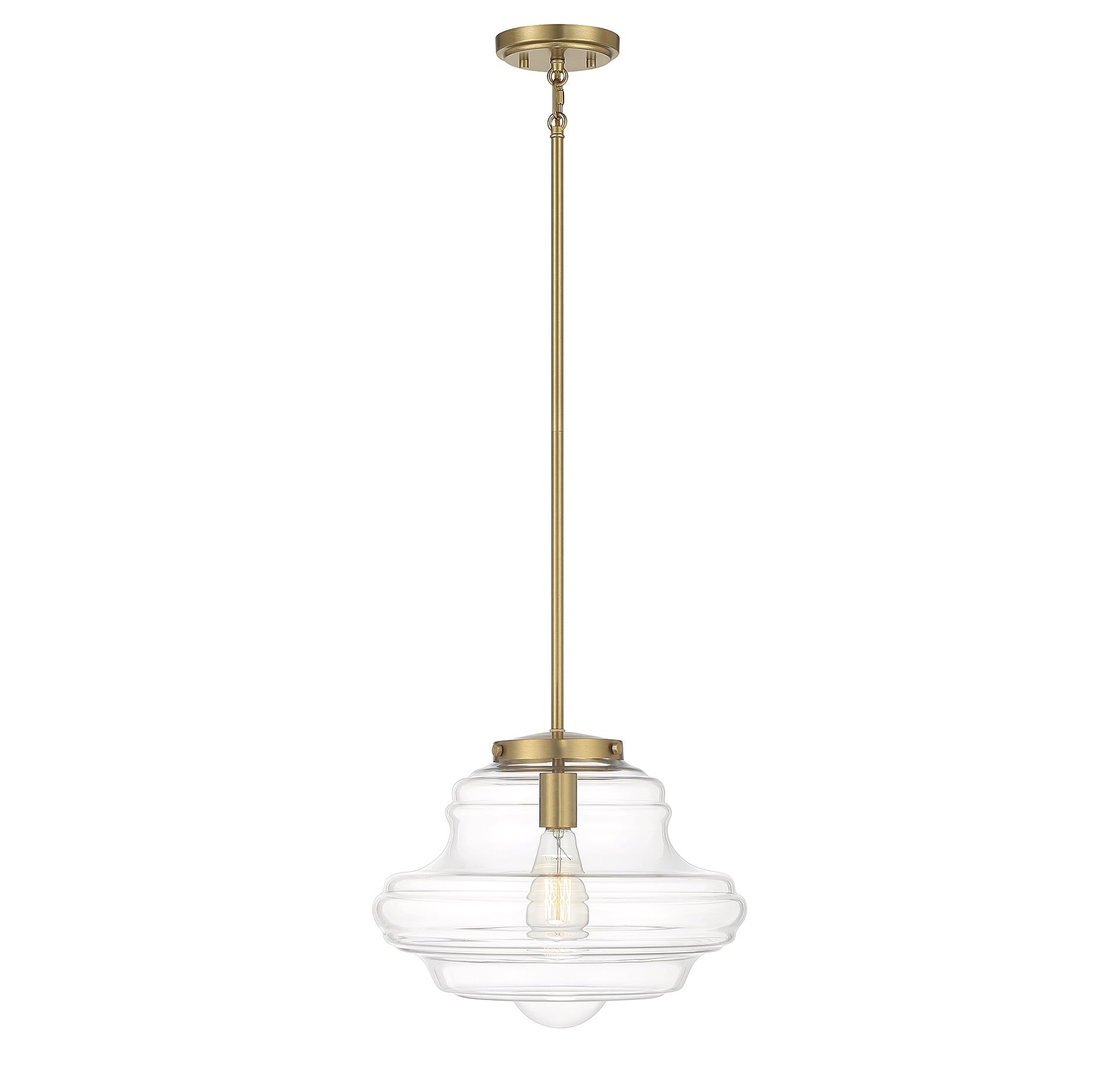 Natural Brass and Clear Glass Vintage Pendant Light