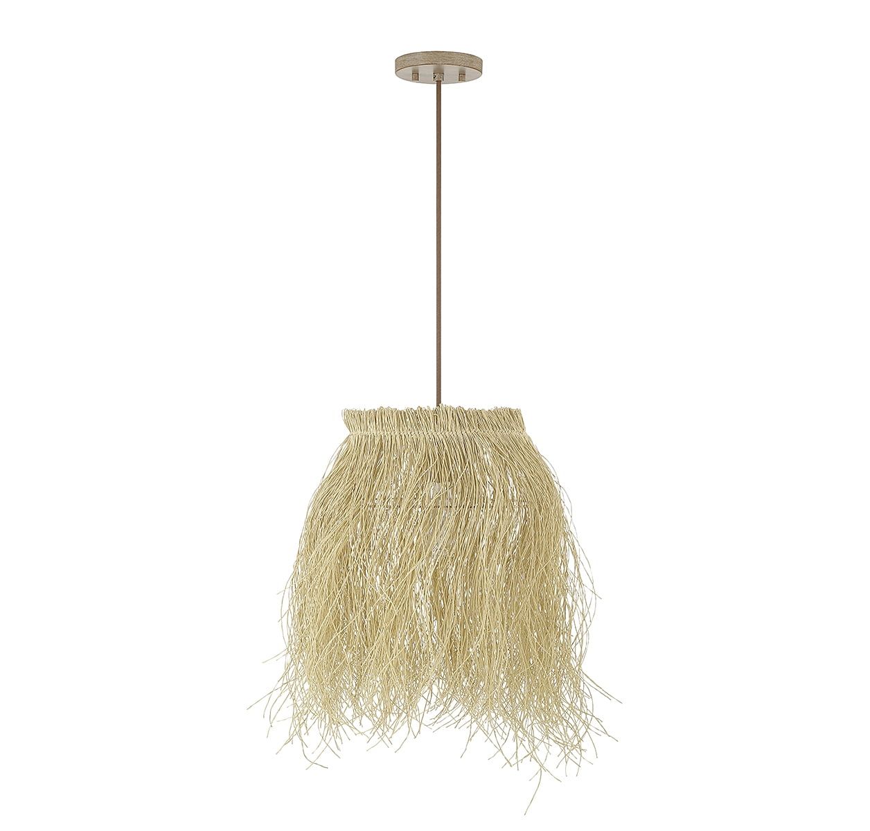 Matte White and Natural Rattan Grass Shade Island Pendant