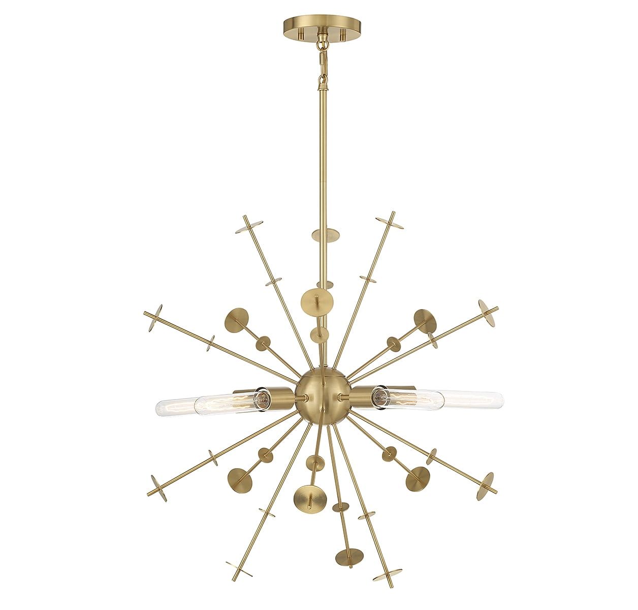 Savoy Meridian Geometric 5-Light Pendant in Natural Brass