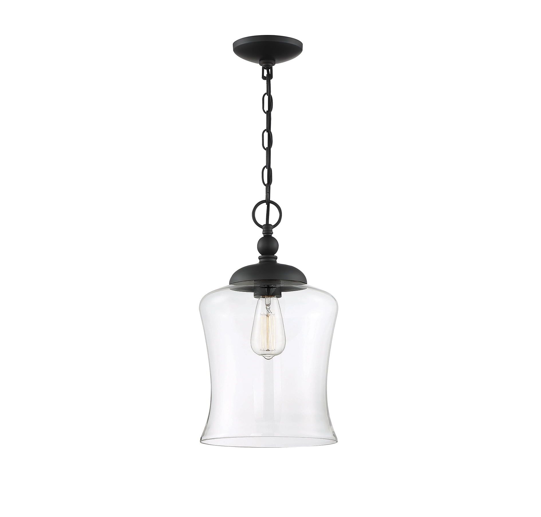 Matte Black Glass Mini Pendant Light with Nickel Accents