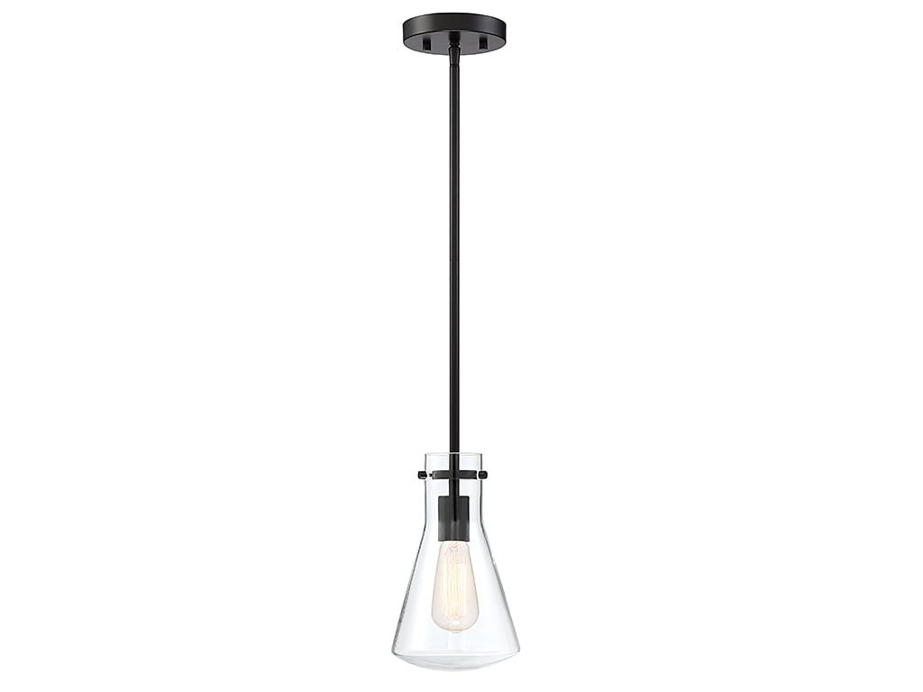 Meridian Curved Glass 10'' Pendant Light in Matte Black and Chrome