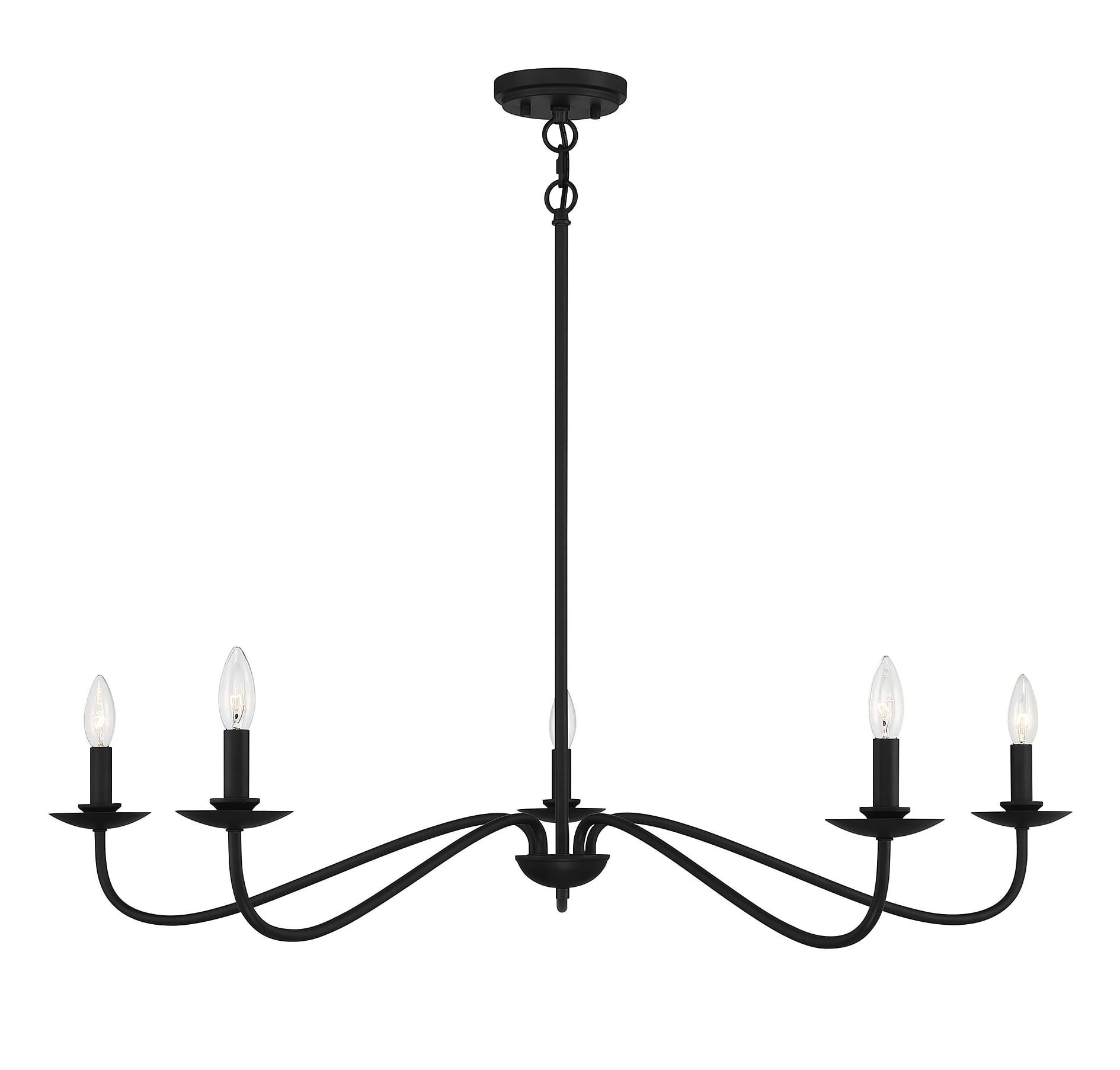 Matte Black Dramatic Curve 5-Light Chandelier