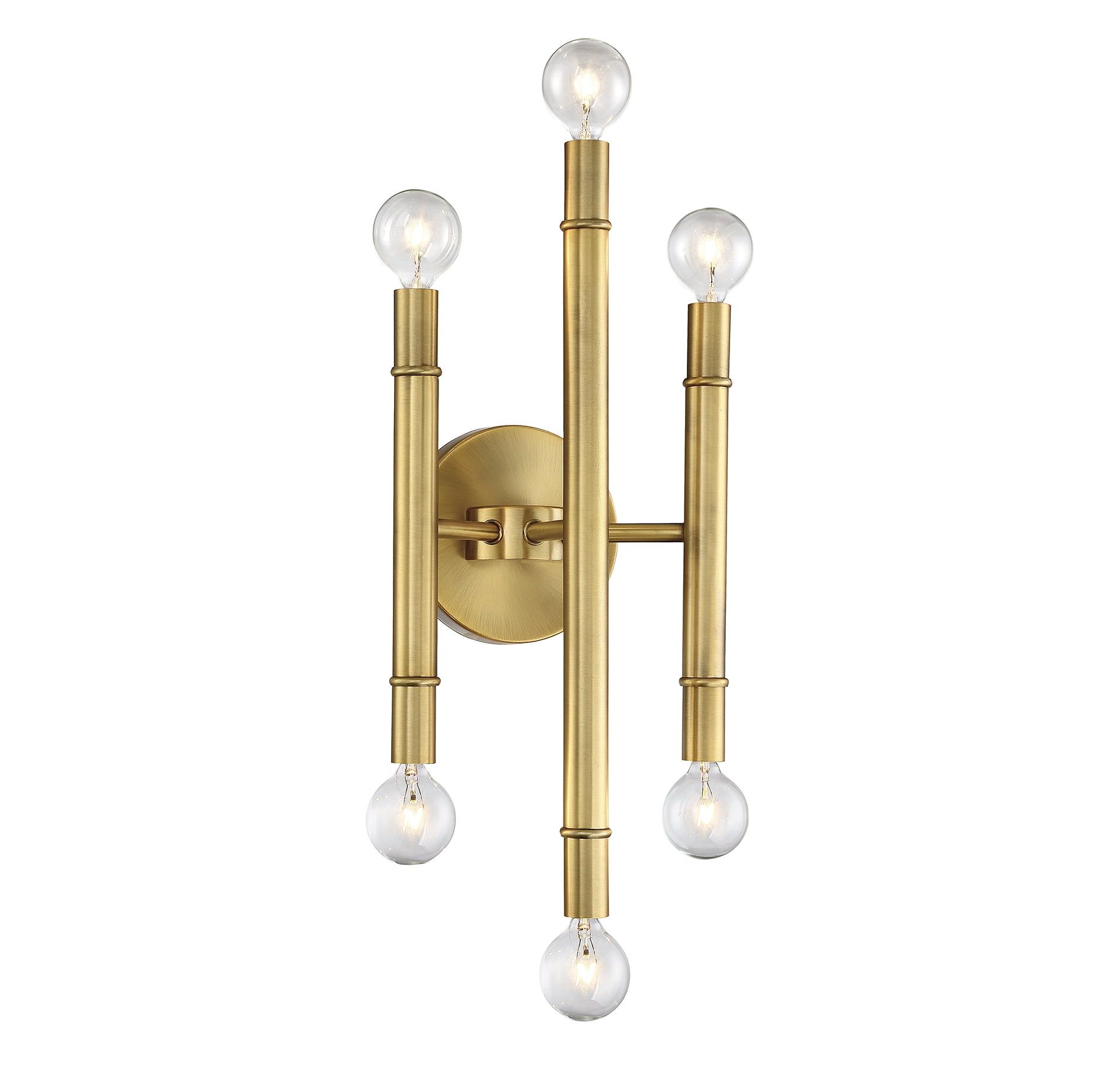 Natural Brass 6-Light Dimmable Wall Sconce