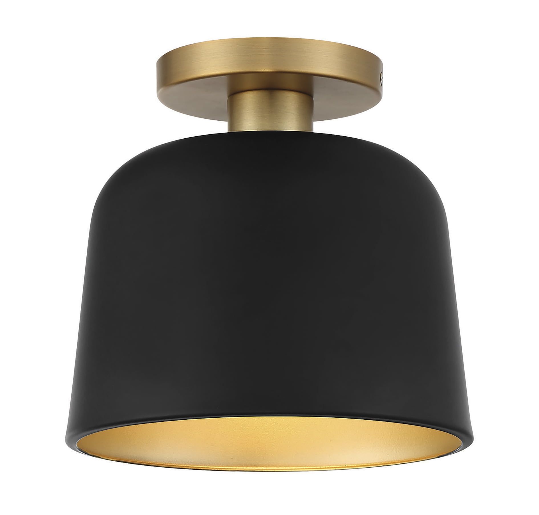 Matte Black and Natural Brass Vintage Bowl Ceiling Light