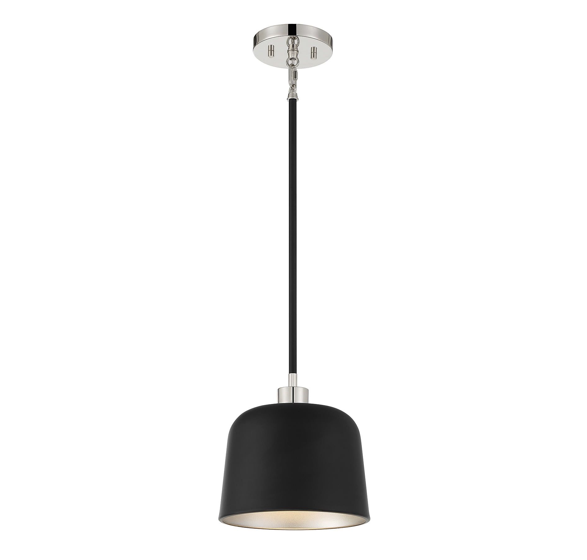 Nora Vintage Matte Black & Polished Nickel 1-Light Pendant