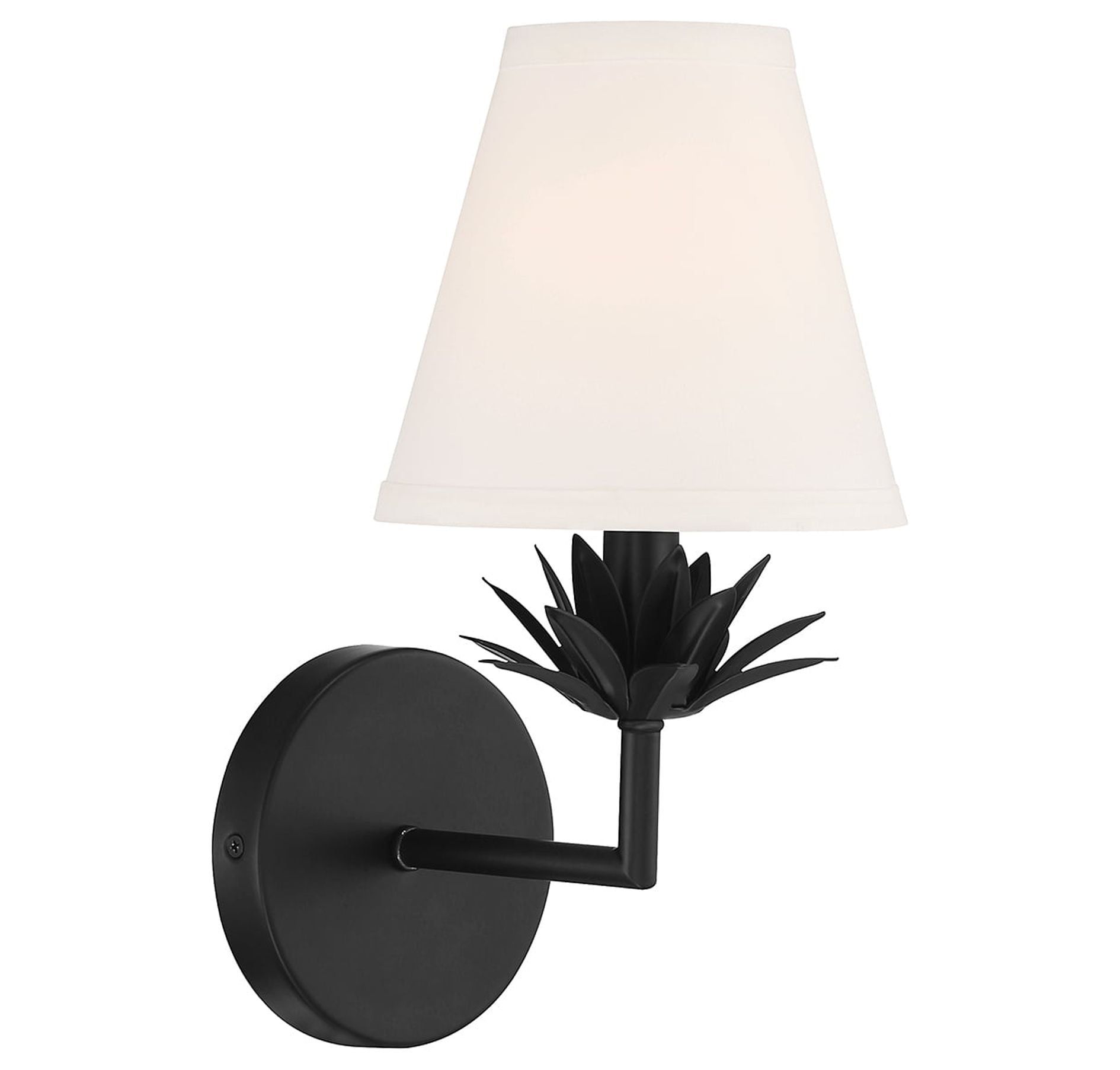 Rosalie Floral Bobeche Matte Black Outdoor Wall Sconce