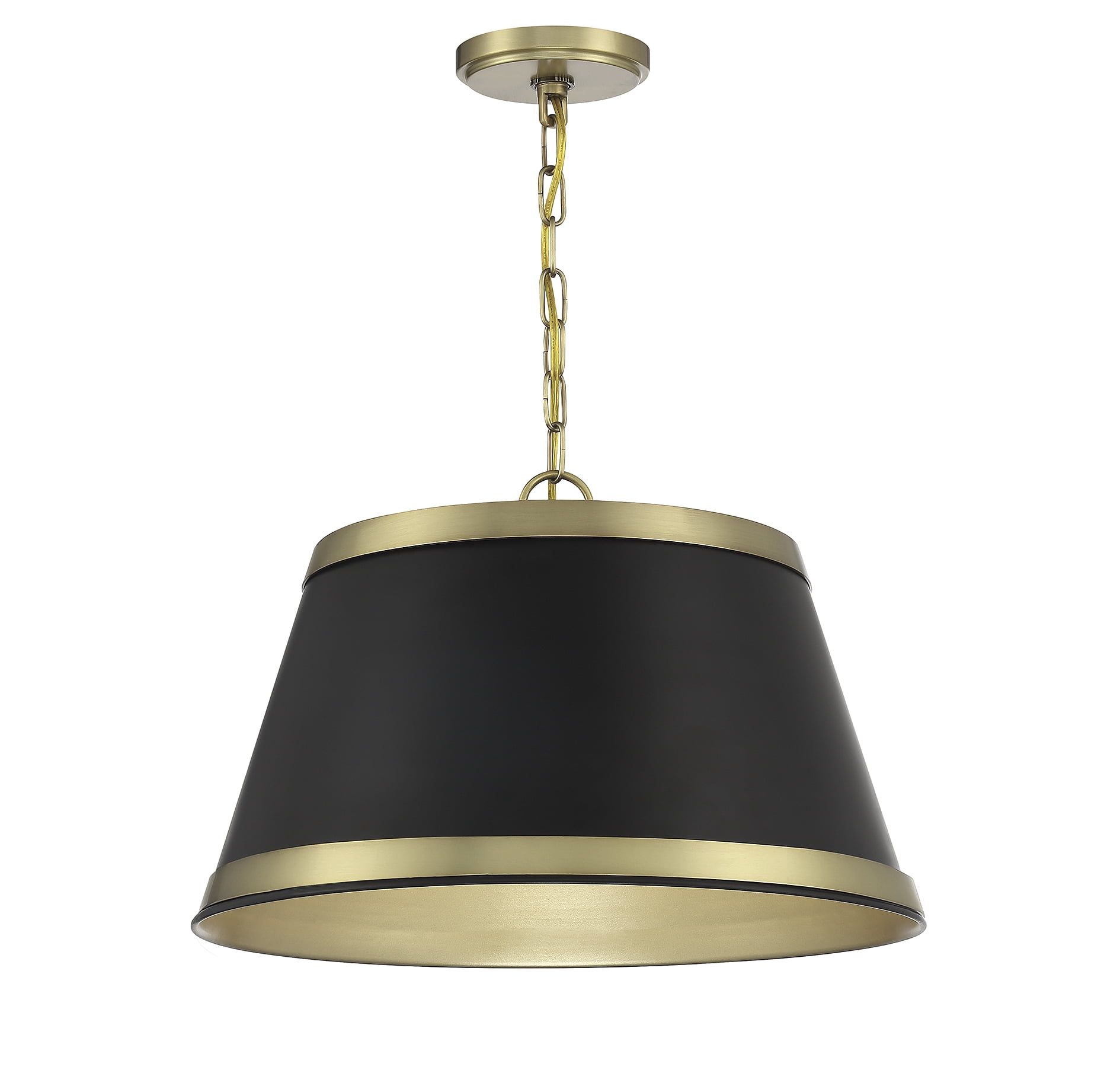 Matte Black and Natural Brass 3-Light Pendant