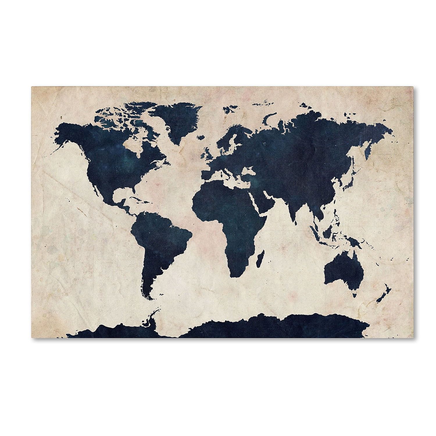 Navy and Beige Abstract World Map Canvas Print