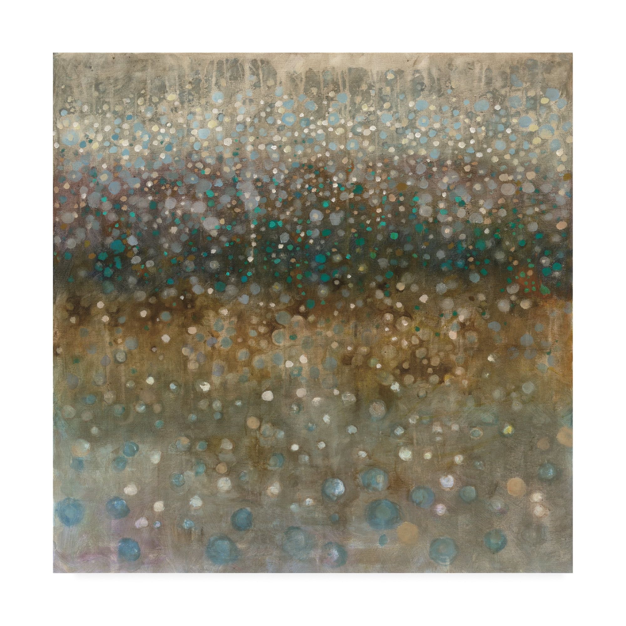 Abstract Rain Tan and Grey Canvas Art 14x14