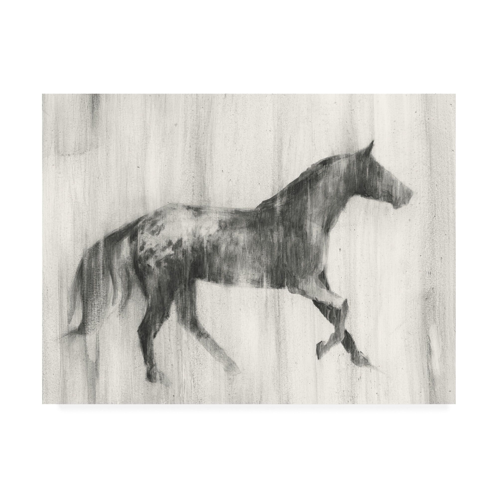 Monochrome Horse Silhouette Canvas Art in Black and White