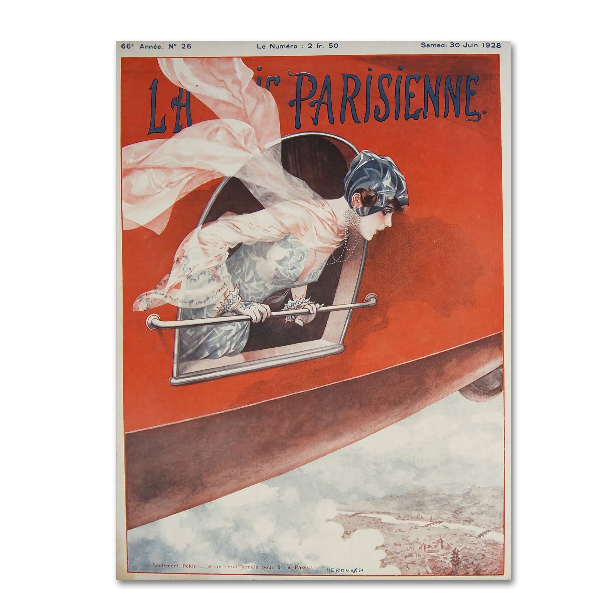 Vintage Art Deco Parisienne Airplane Canvas Art, 18x24