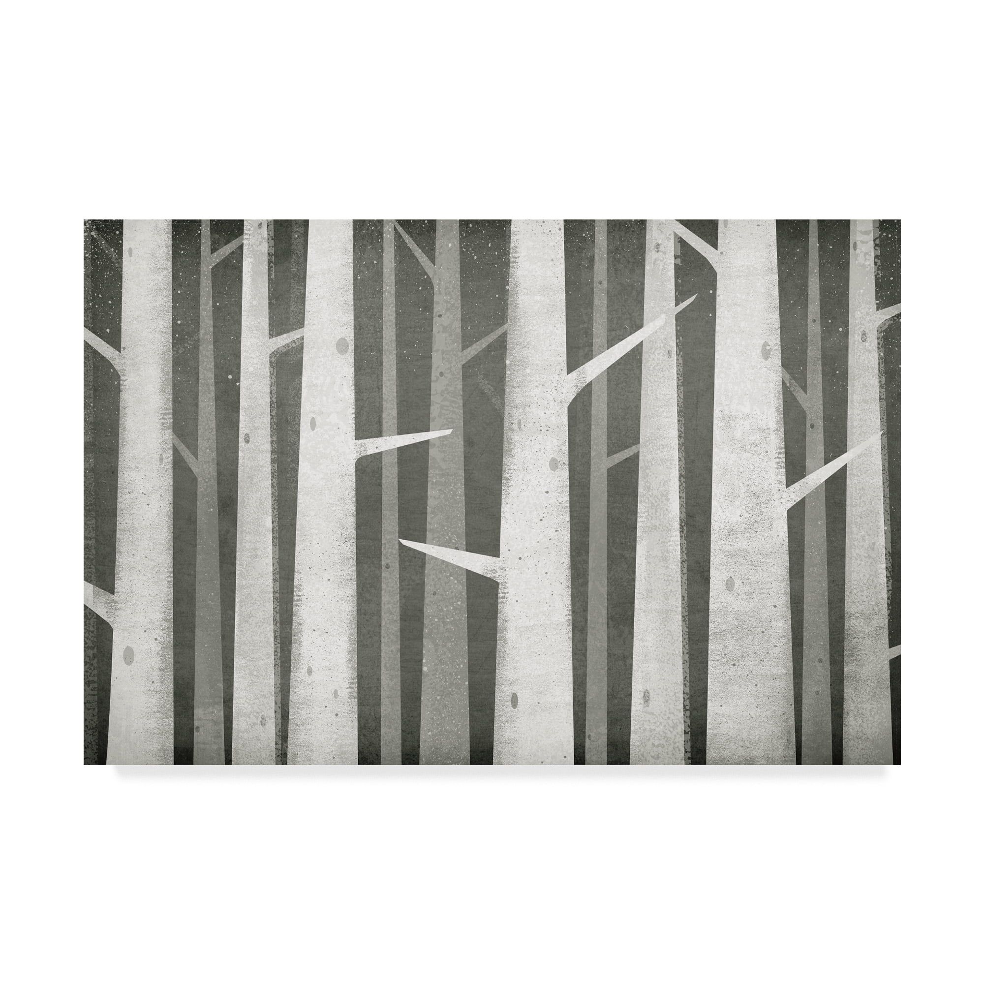 Winter Birch Forest Gray and White Canvas Art