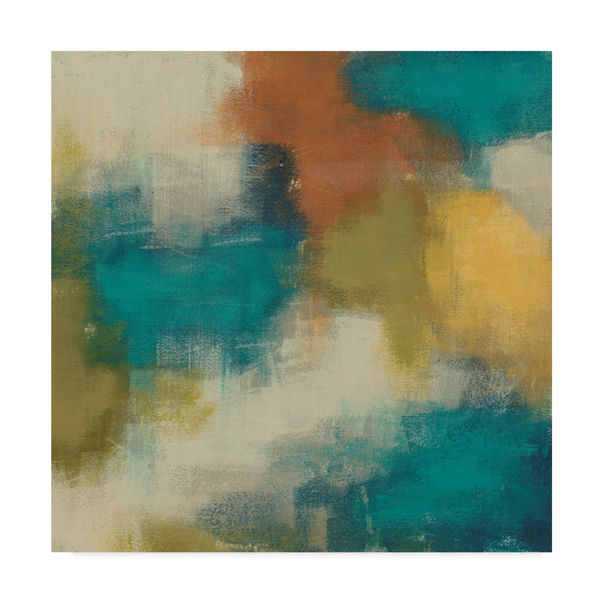 Blue and Teal Abstract 35" x 35" Framed Canvas Art