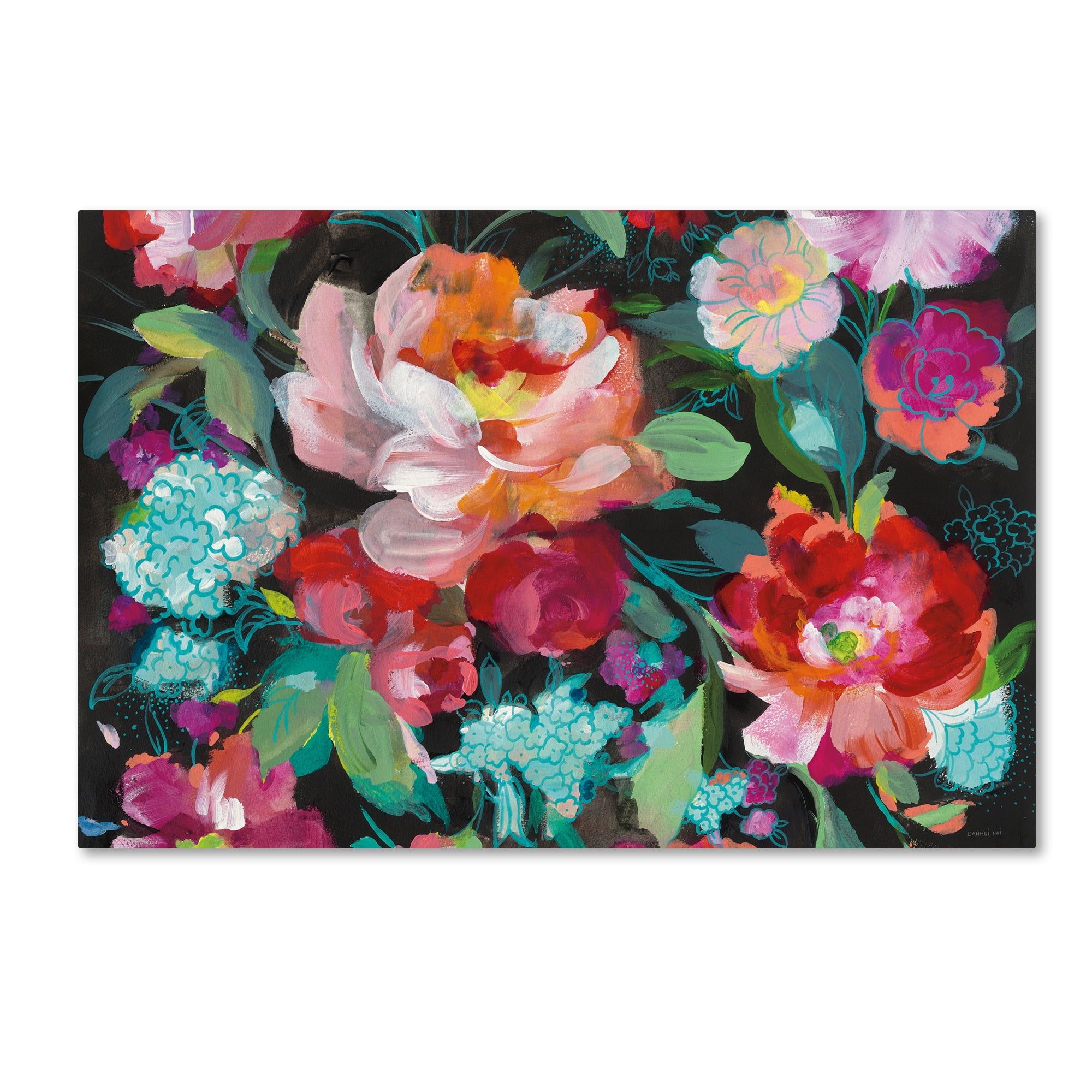 Bright Floral Medley Crop Contemporary Canvas Painting