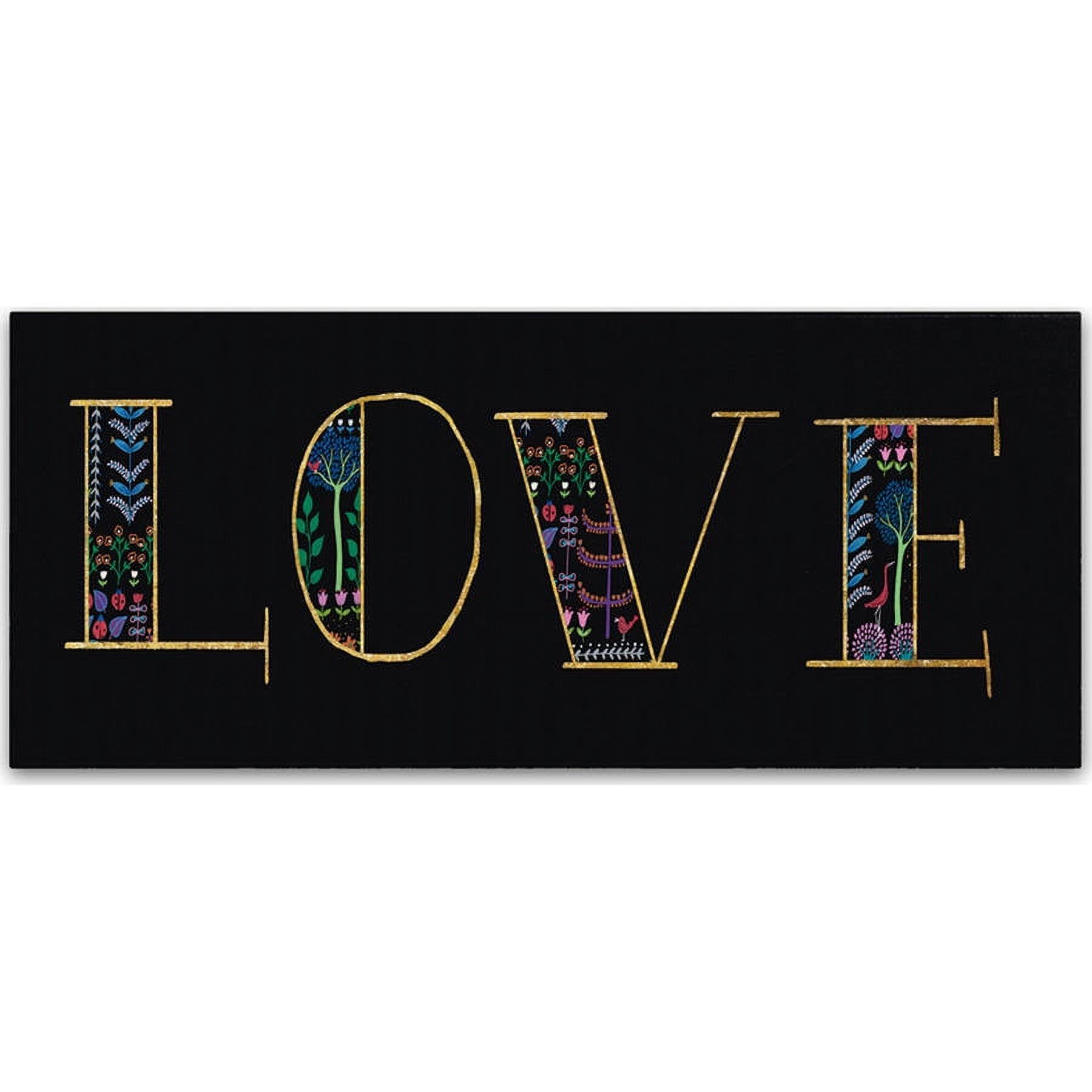 Love Textual Art Print on Black Canvas