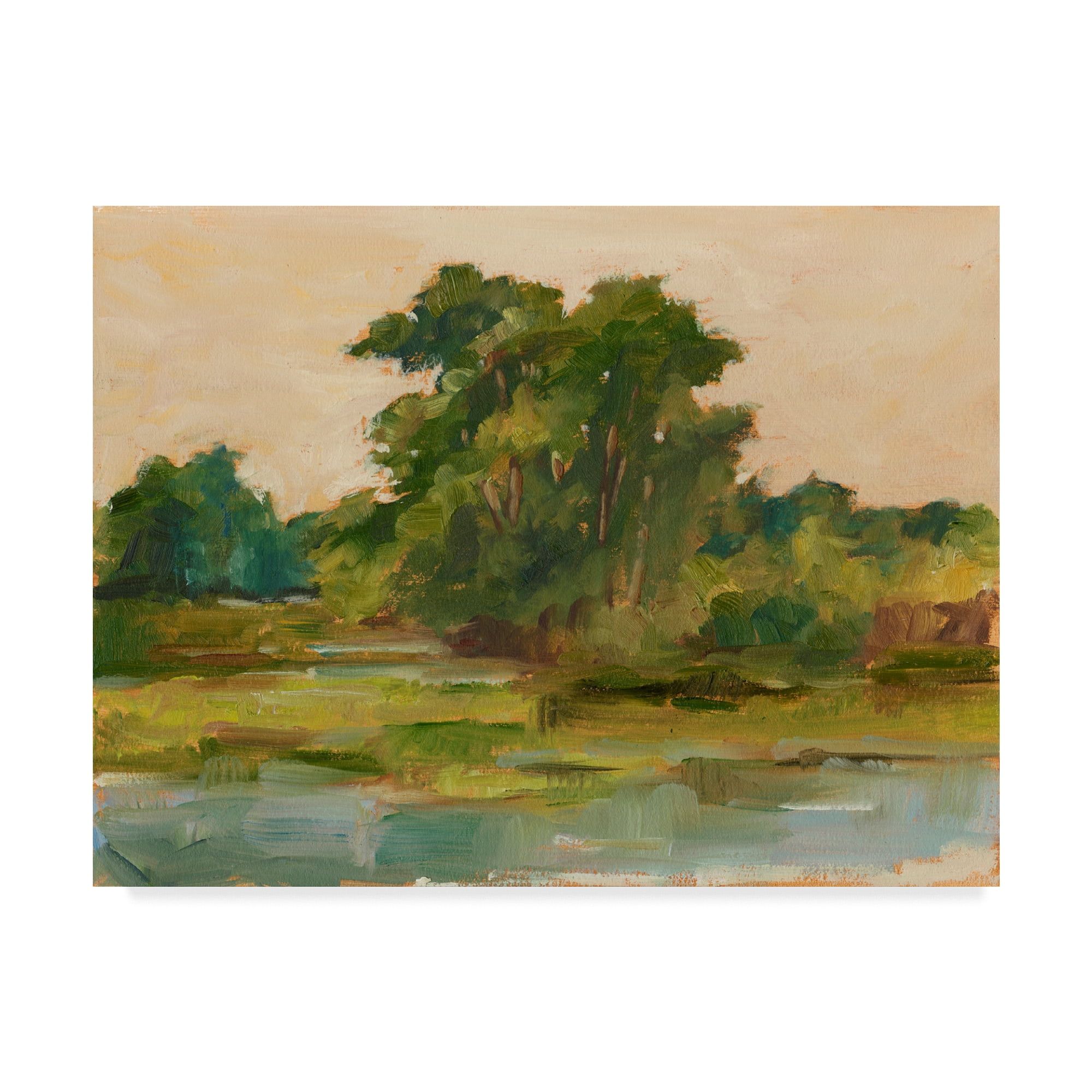 Ethan Harper Framed Green Tree Landscape Canvas Art