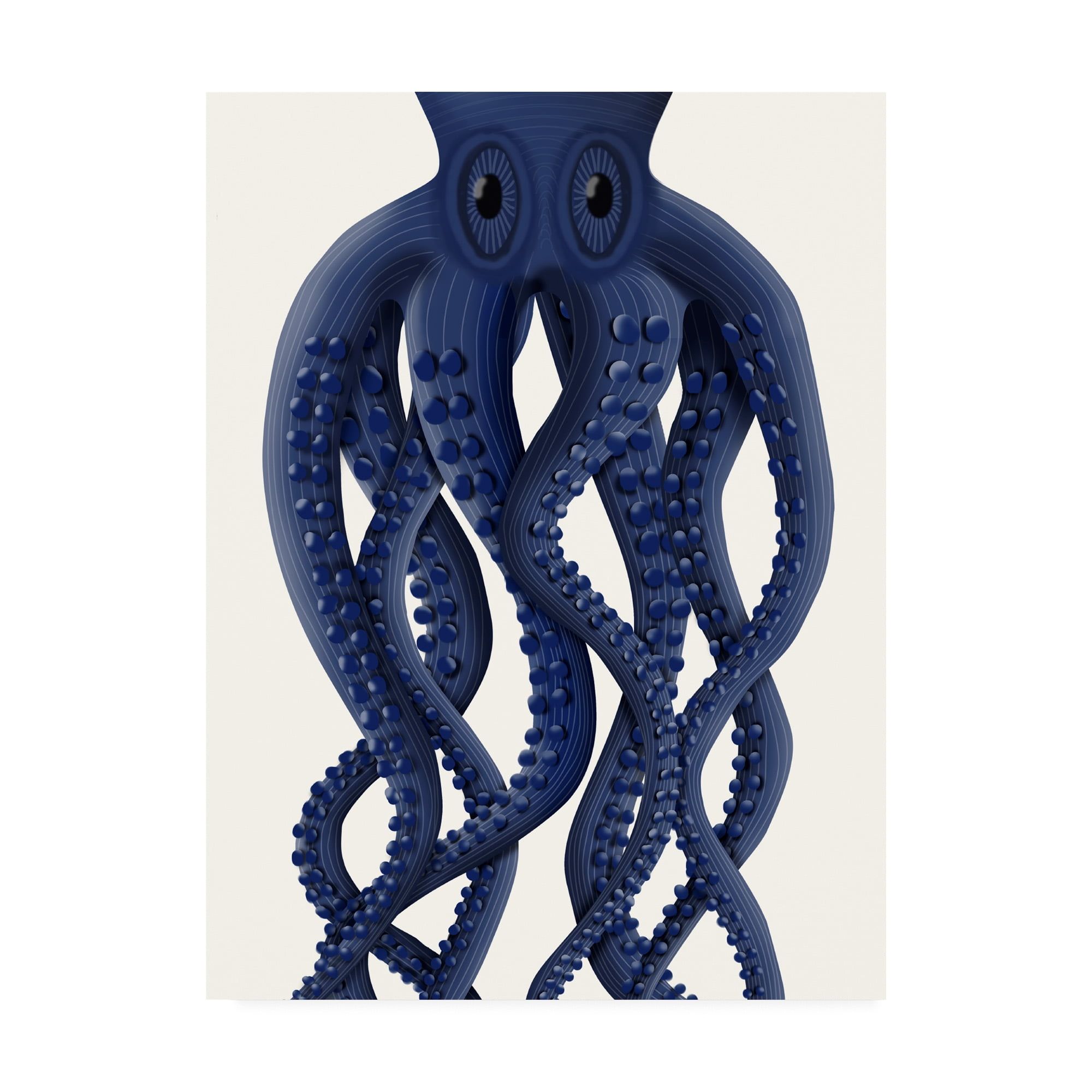 Blue Octopus on Light Background Canvas Art, 14 x 19