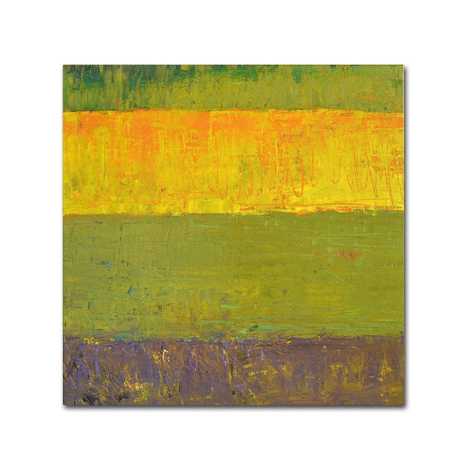 Sunrise Abstract Landscape Canvas Print in Yellow and Green