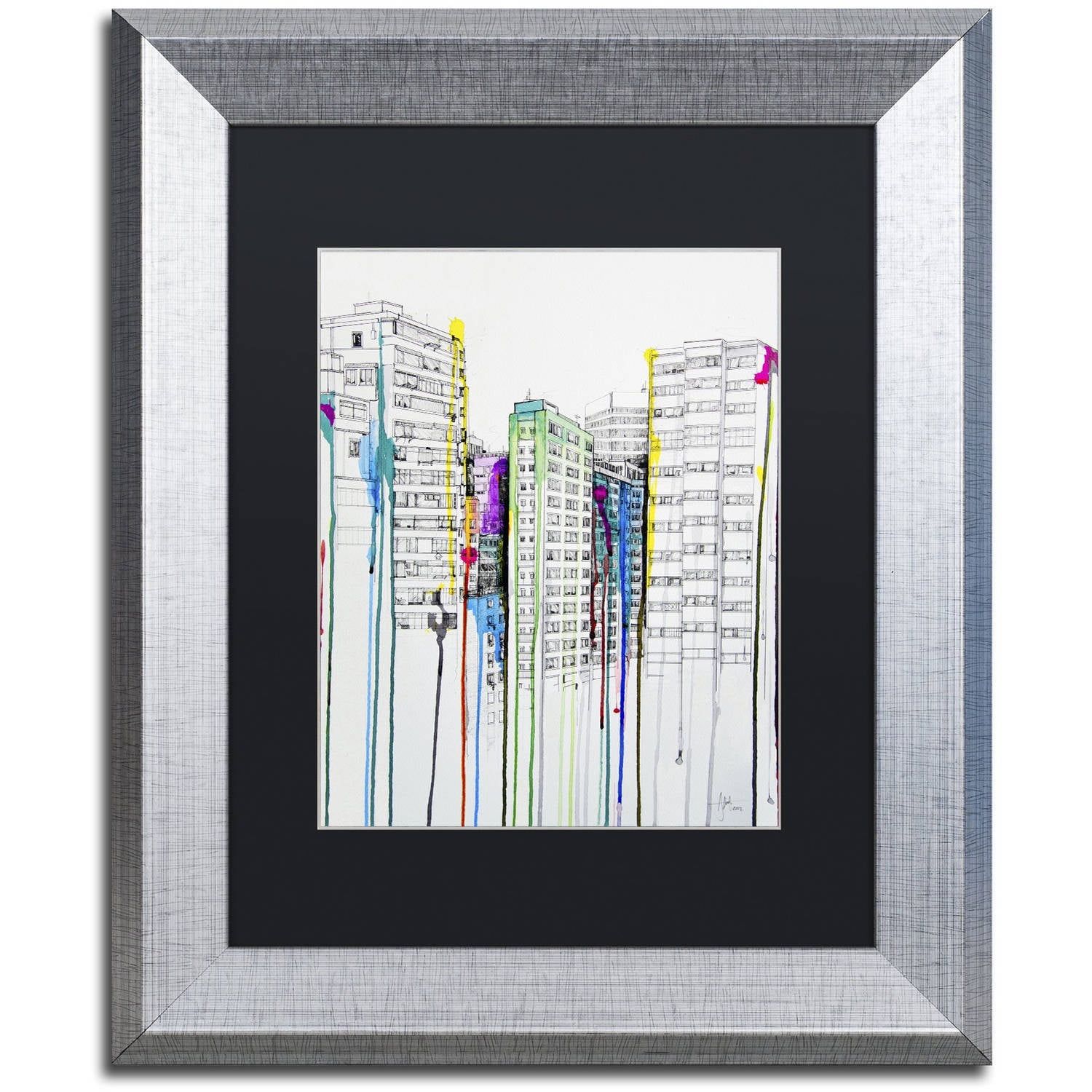 Marc Allante Vertical Cityscape Canvas Art with Silver Frame