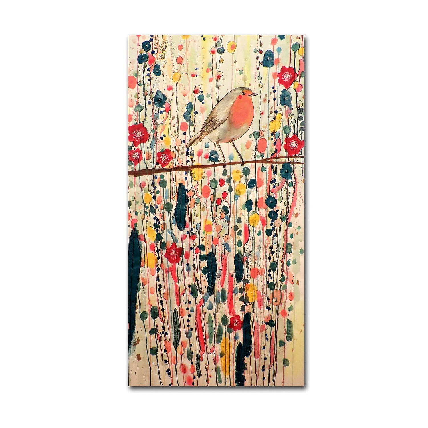 Colorful Abstract Bird Canvas Art in Cotton, 12" x 24"