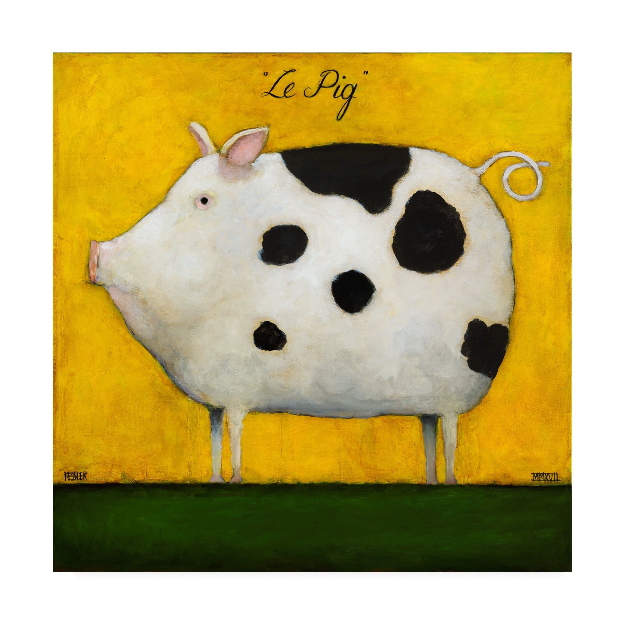 Le Pig 1 Yellow Background Canvas Art by Daniel Patrick Kessler