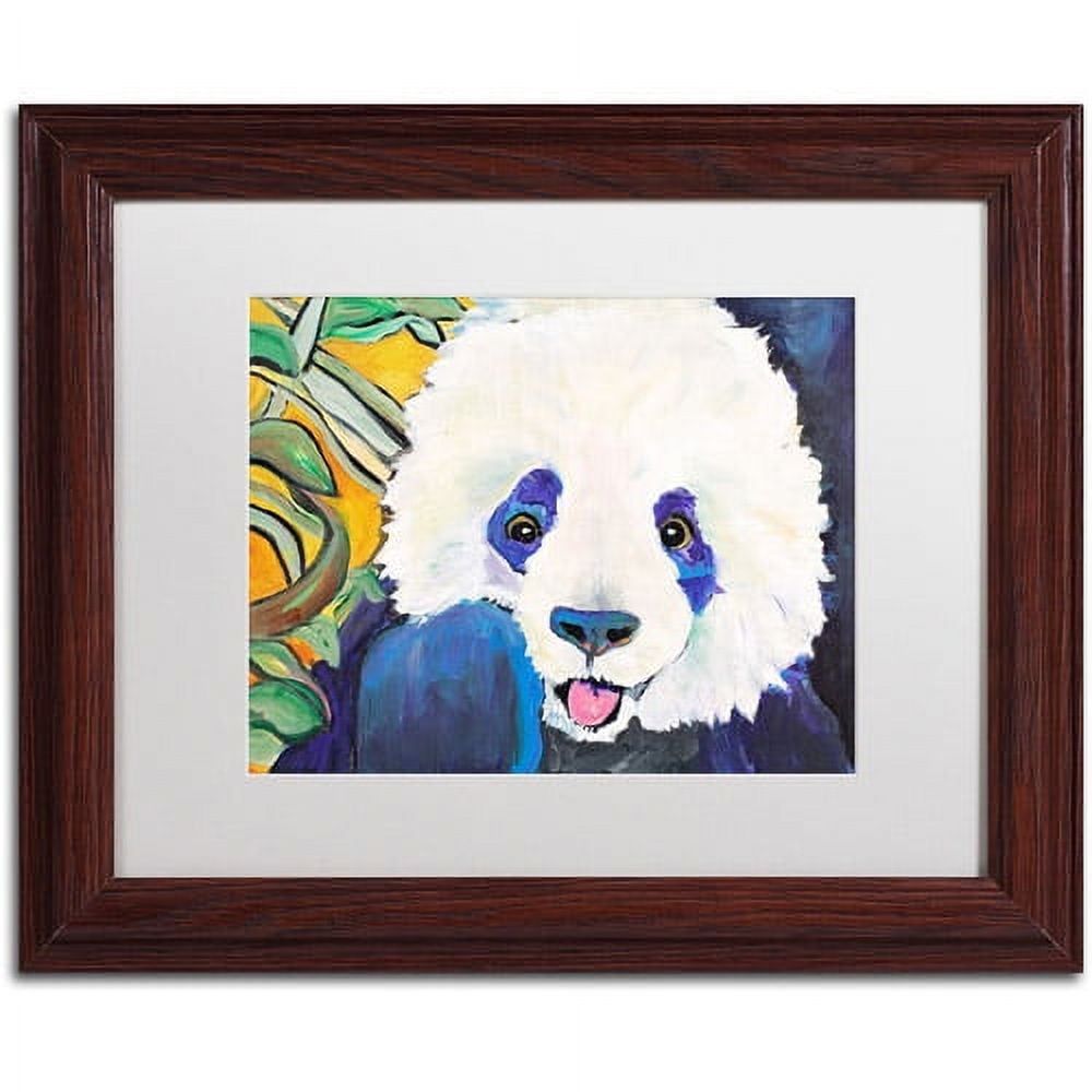 Colorful Panda Acrylic Painting in Dark Wood Frame