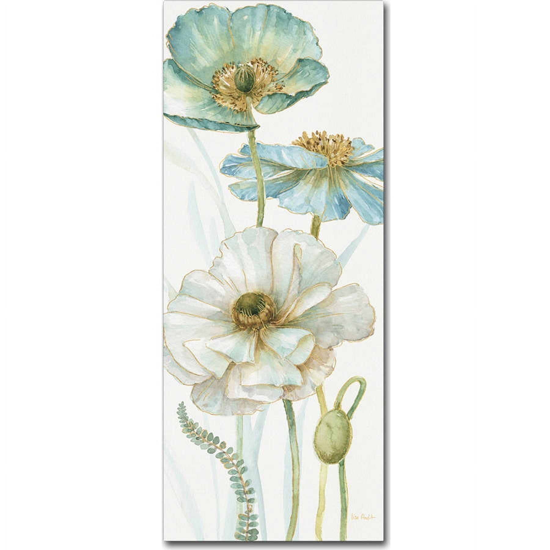 Lisa Audit Blue and White Floral Canvas Art 14x32