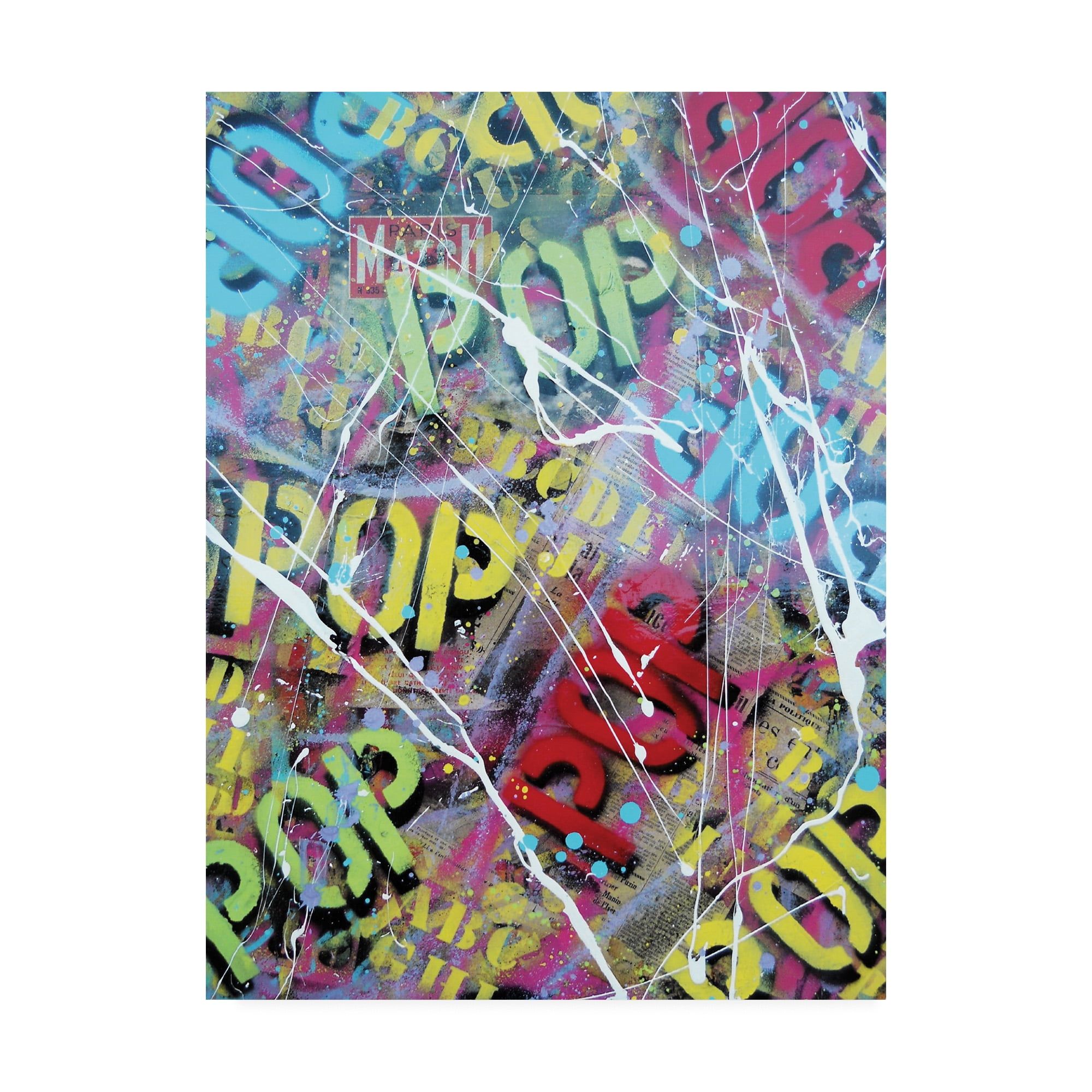 Colorful Abstract Pop Art Canvas with Graffiti Drips