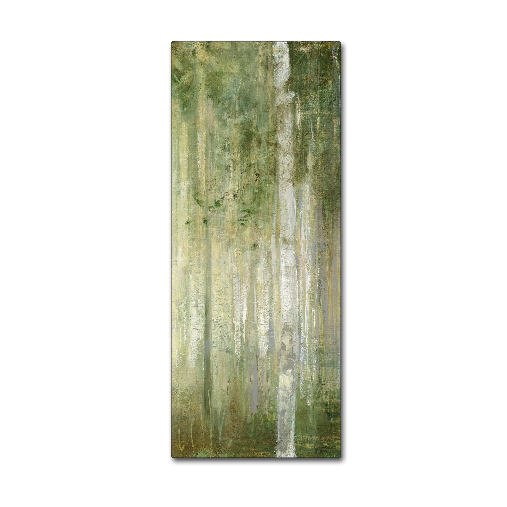 Julia Purinton Green and Beige Wooded Landscape Canvas Art