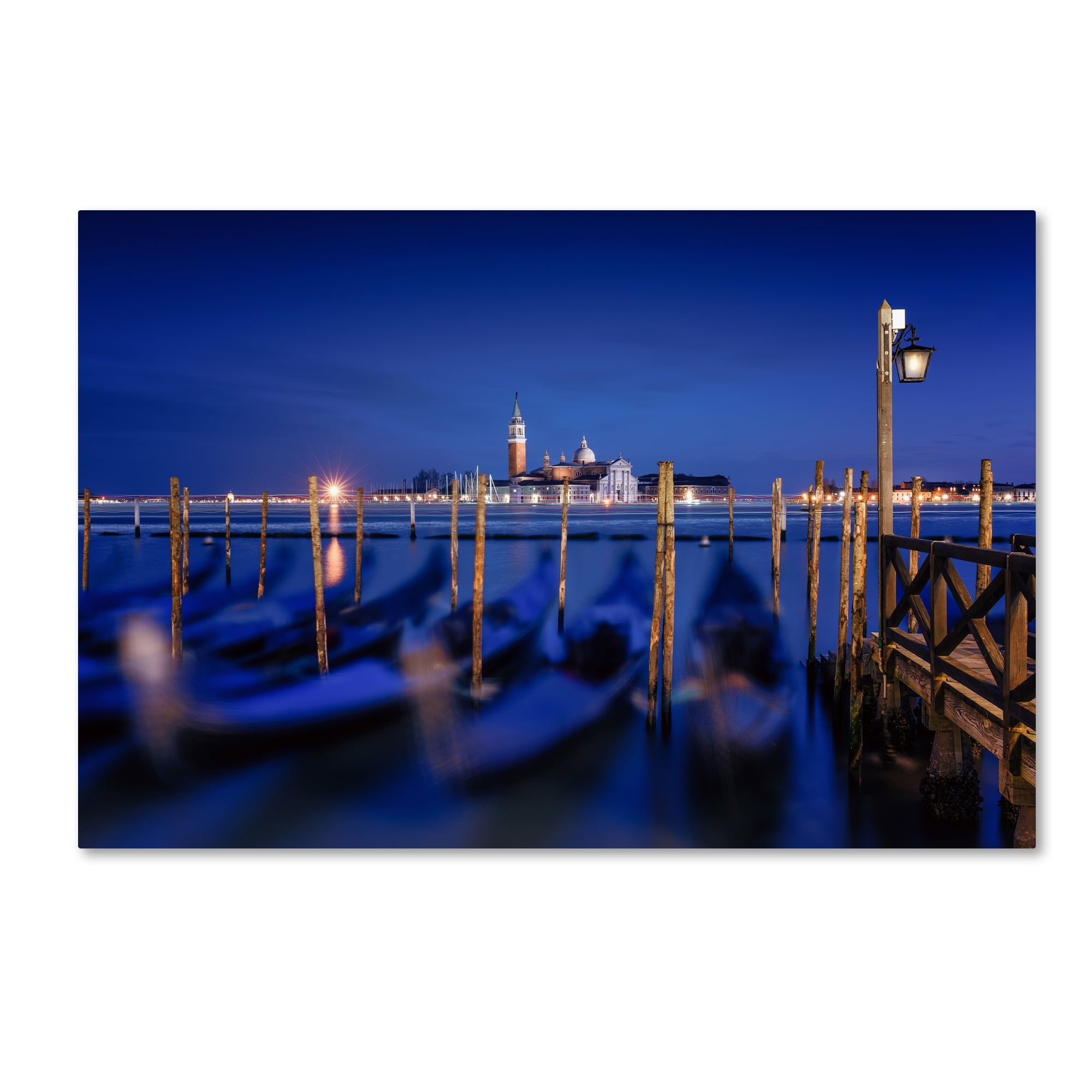 San Giorgio Maggiore Venice Blue Nightscape Framed Canvas Art