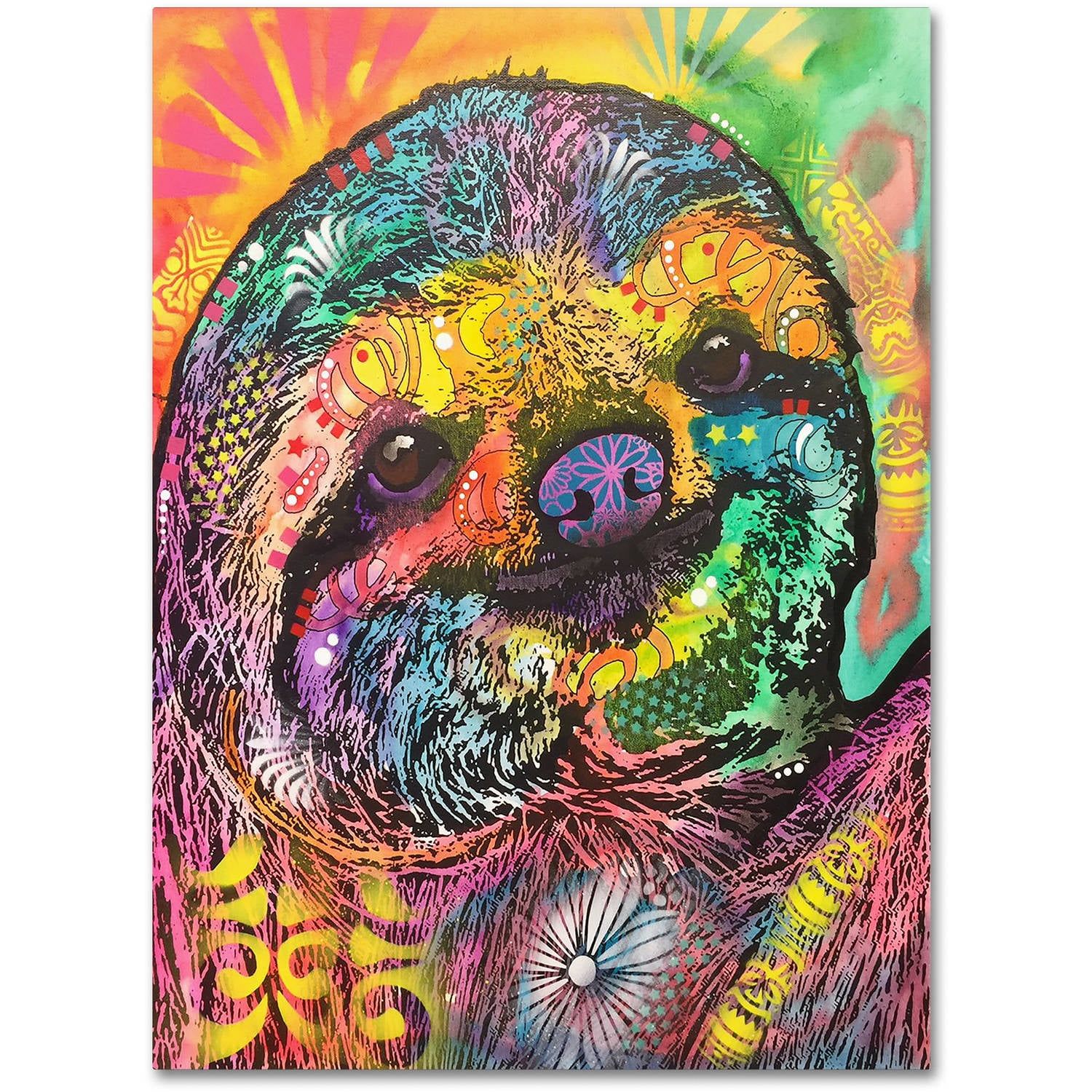 Dean Russo Contemporary Sloth Canvas Art with Floater Frame