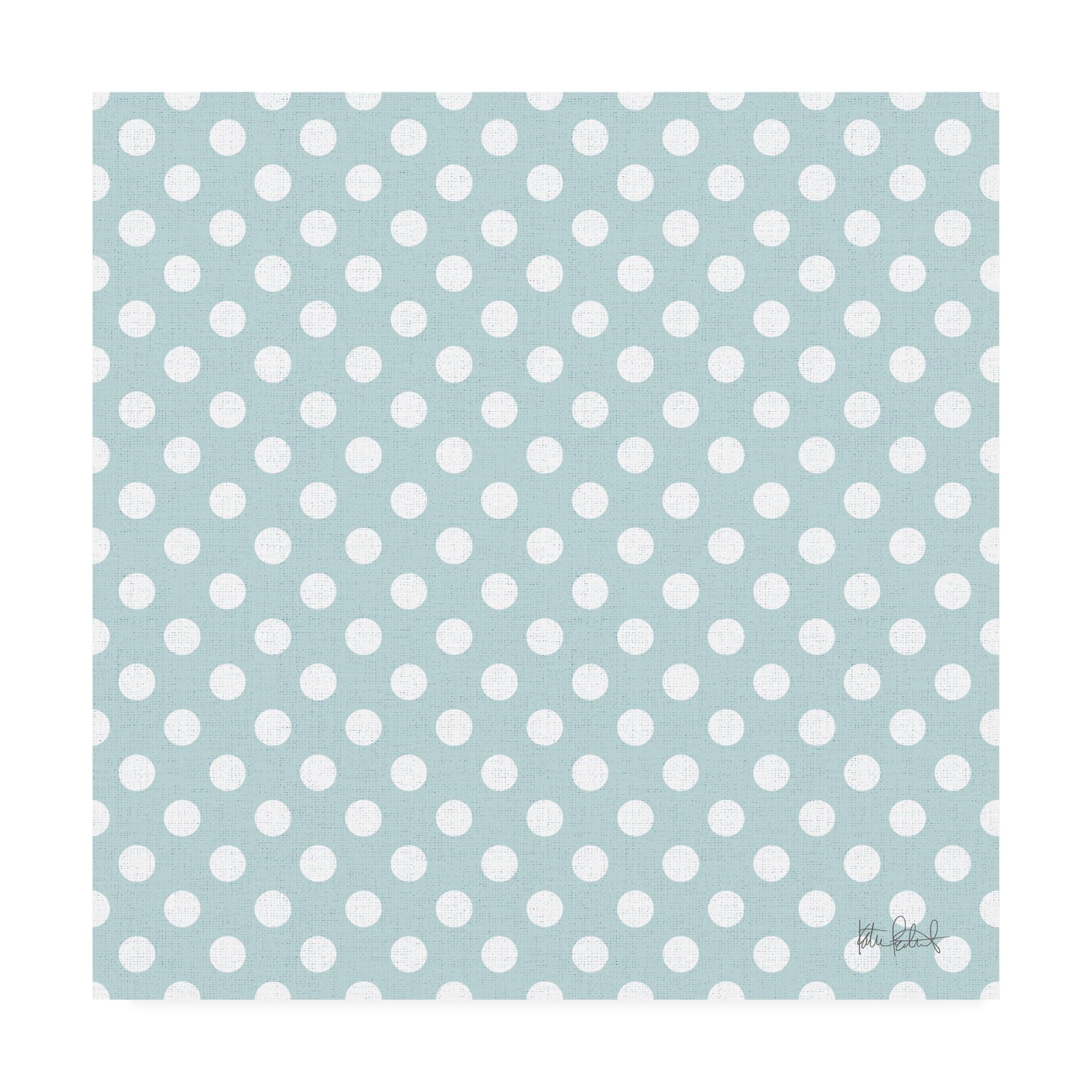 Blue and White Polka Dot Abstract Canvas Art, 14 x 14